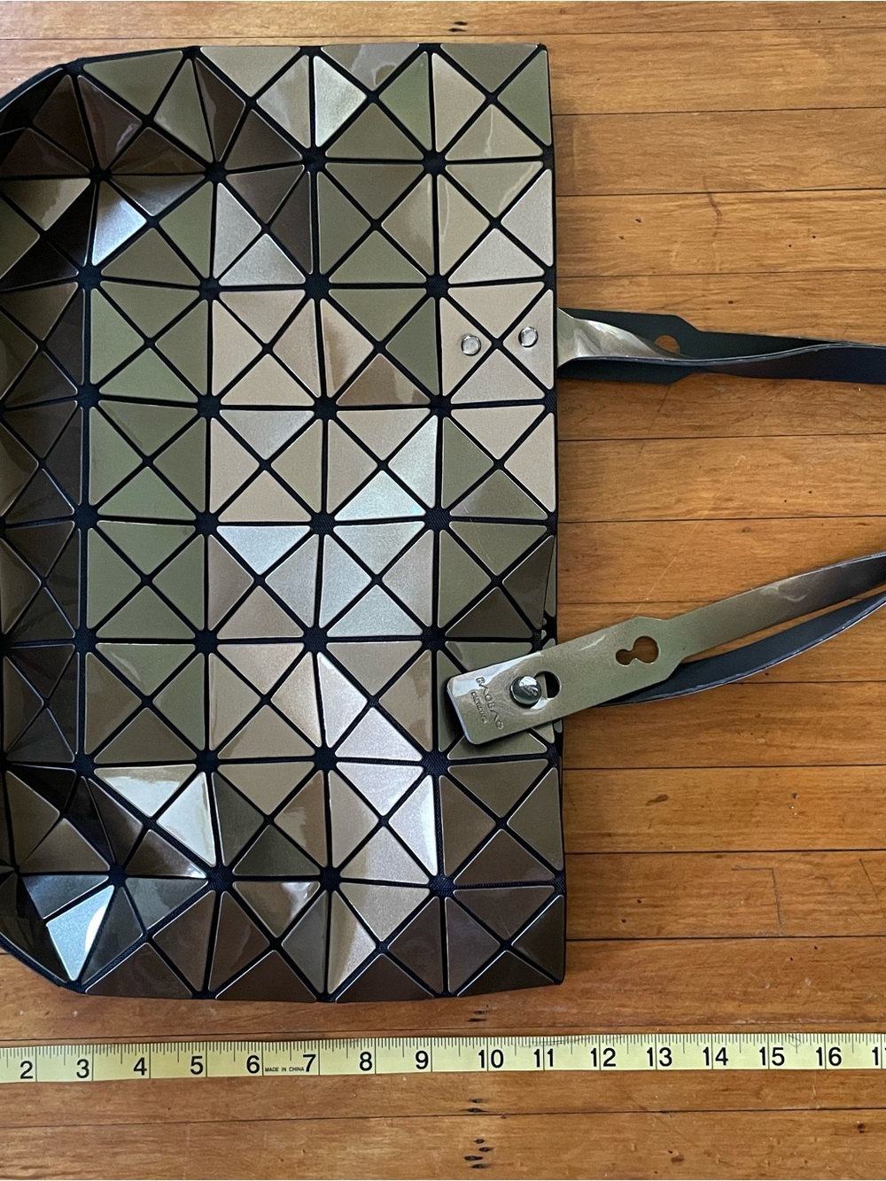 BAOBAO Issey Miyake Geometric Metallic Bronze Prism Tote Bag - Women’s Handbag - Picture 11 of 11